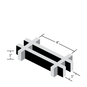 1inx4in rectangular, 1in thick grating