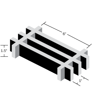 1inx6in rectangular, 1.5in thick grating